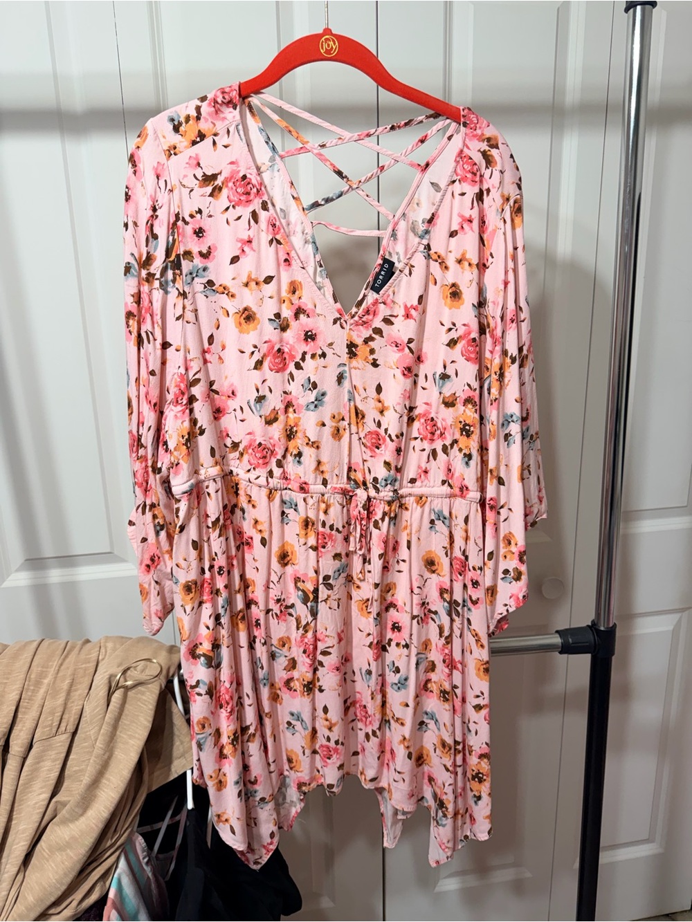 torrid Pink Floral Crisscross V-Neck Asymmetrical Dress